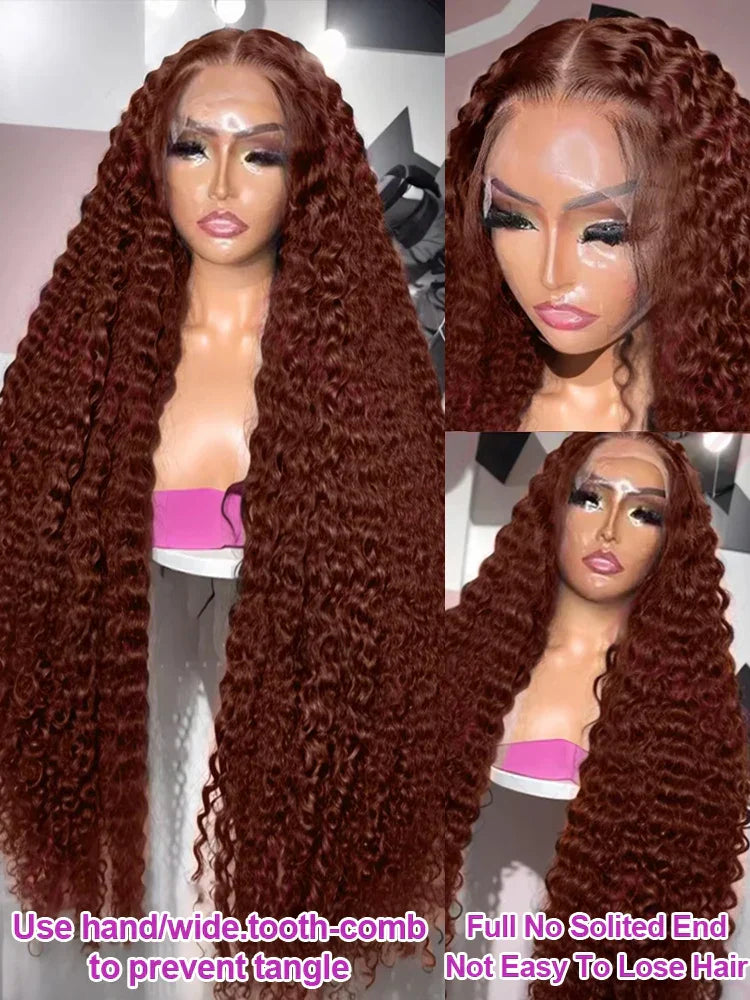 Chocolate Brown Hd Lace Frontal Curly Wigs