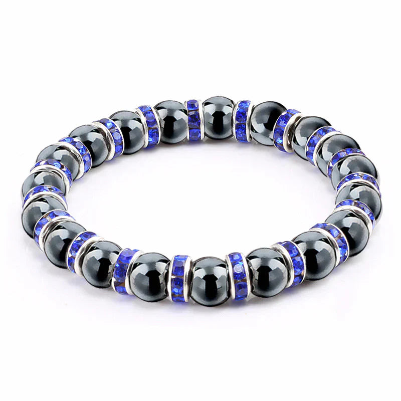 Haematite Beaded Bracelet Single Circle Couple Micro Inlay Rhinestones