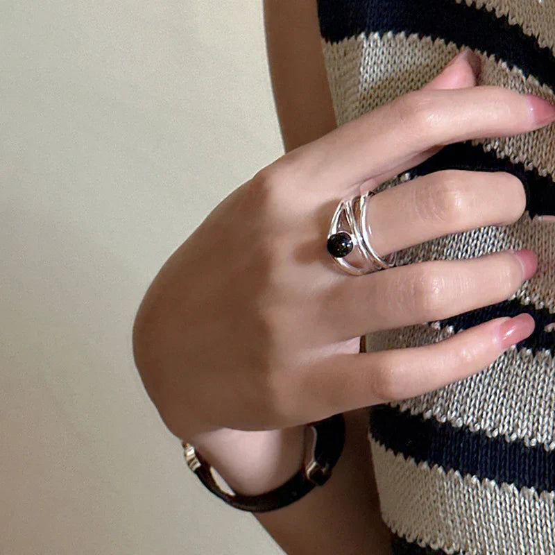 Cross Simple Black Agate Texture Multi-layer