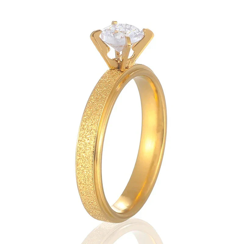 Zircon Popular Titanium Steel Diamond Frosted Ring