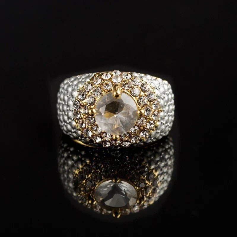 Gold-plated Square European And American Gemstone Ring