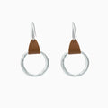 Simple Fashion Brown Leather Stitching Round Ring Earrings