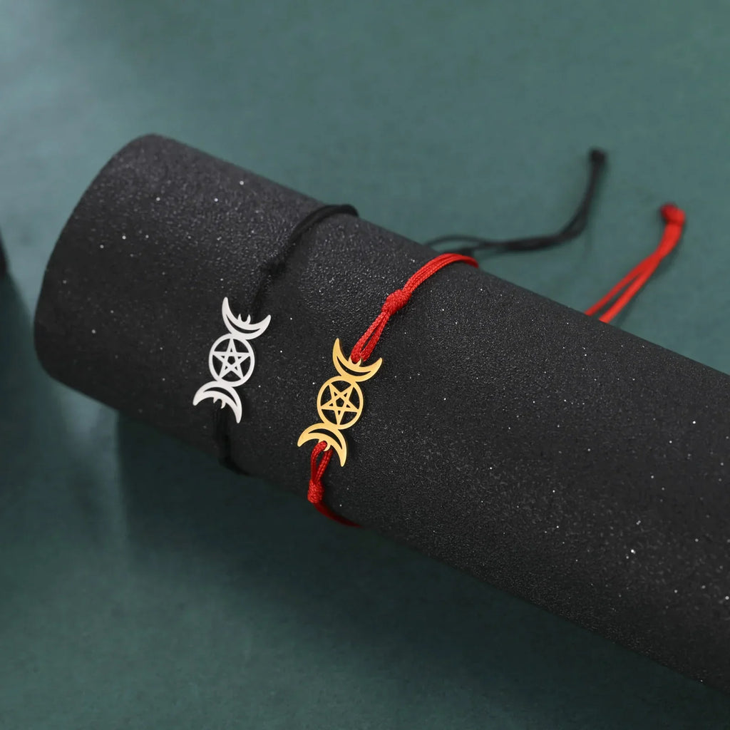 Cartoon Fashion Girlfriends Same Style Hollow-out Double Crescent Pentagram Jade Thread Bracelet