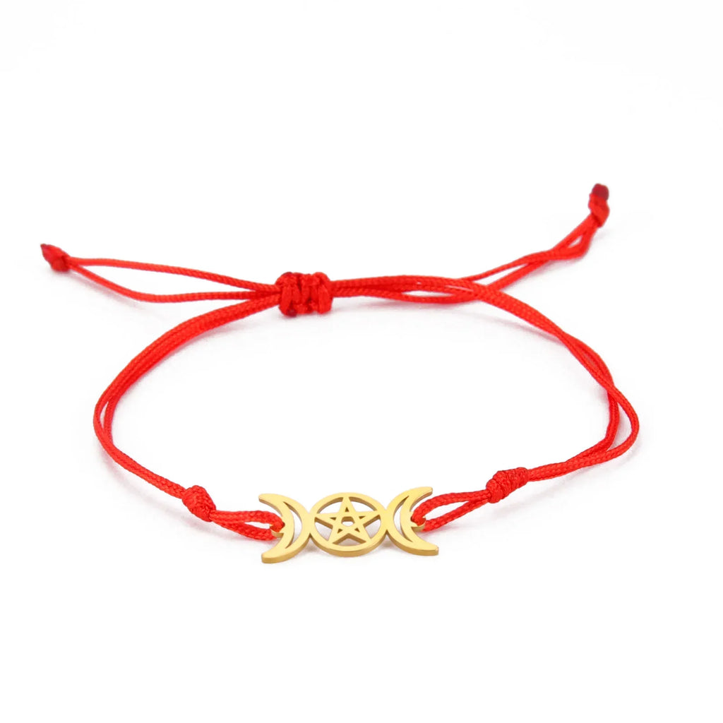 Cartoon Fashion Girlfriends Same Style Hollow-out Double Crescent Pentagram Jade Thread Bracelet