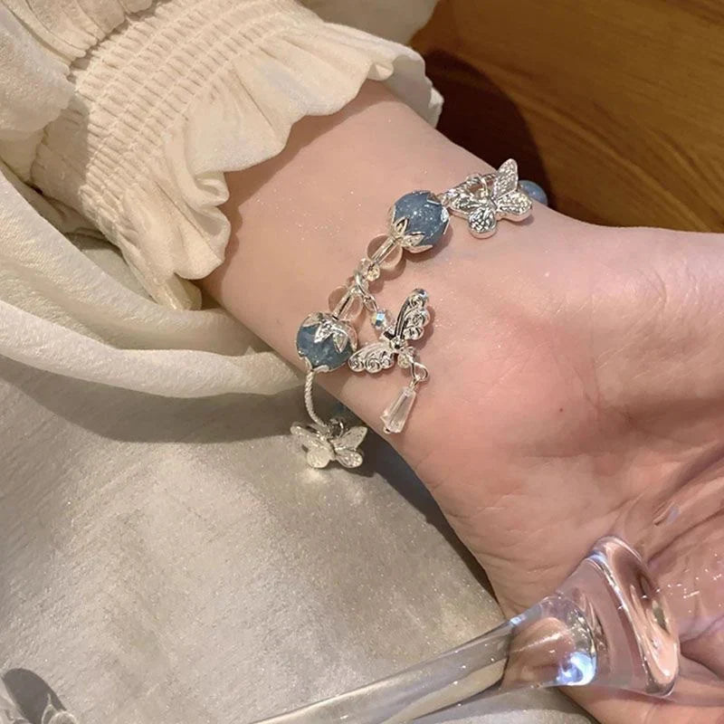 Mori Style Cold Gradient Explosion Flower Glass Beaded Bracelet